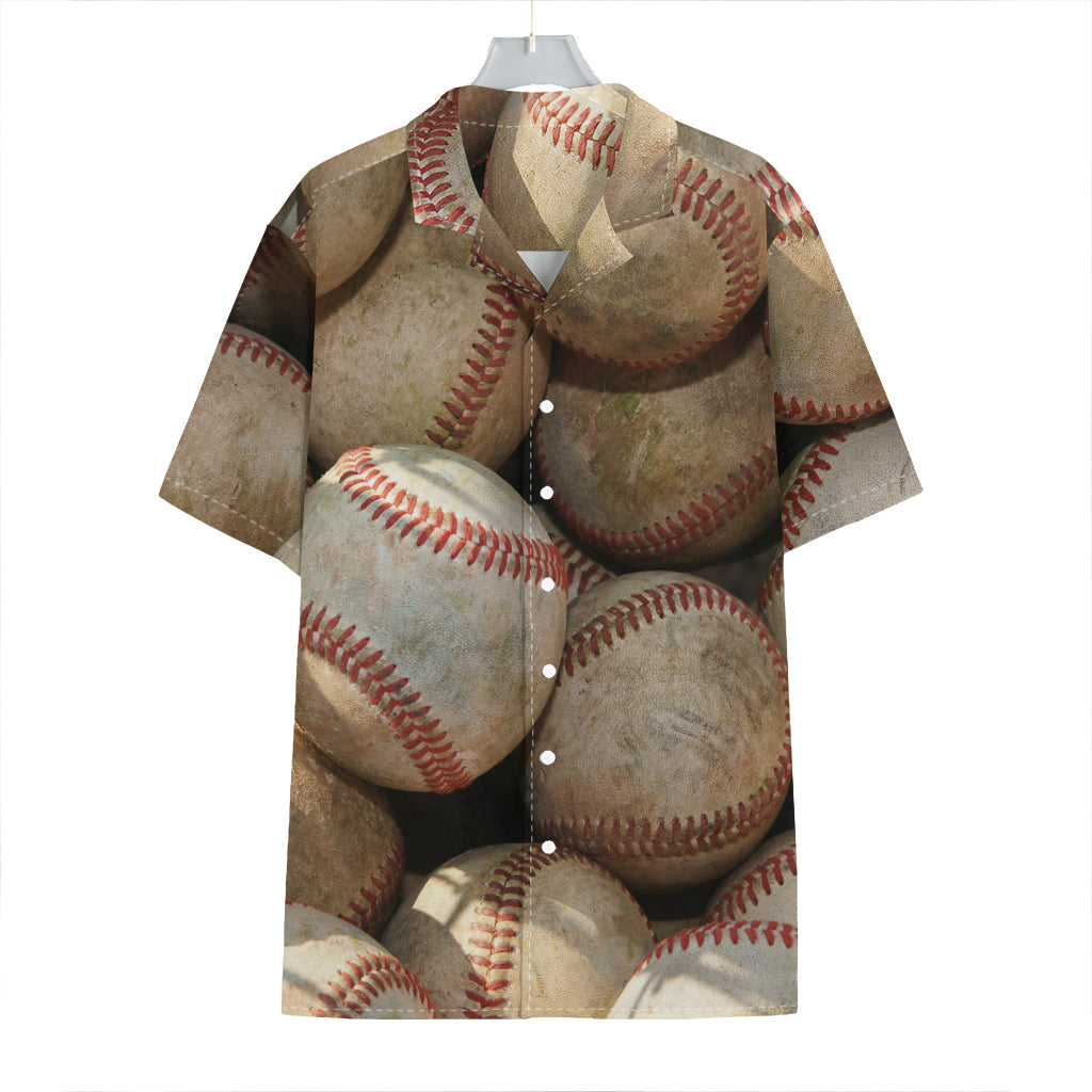 Grunge Baseballs Print Hawaiian Shirt