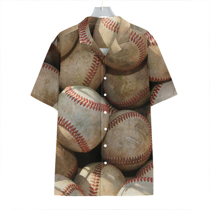 Grunge Baseballs Print Hawaiian Shirt