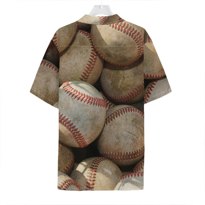 Grunge Baseballs Print Hawaiian Shirt