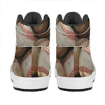 Grunge Baseballs Print High Top Leather Sneakers