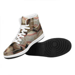 Grunge Baseballs Print High Top Leather Sneakers