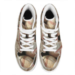 Grunge Baseballs Print High Top Leather Sneakers