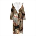 Grunge Baseballs Print Hooded Bathrobe