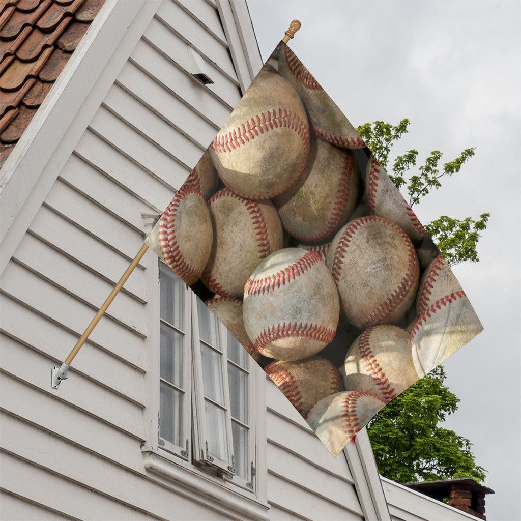 Grunge Baseballs Print House Flag