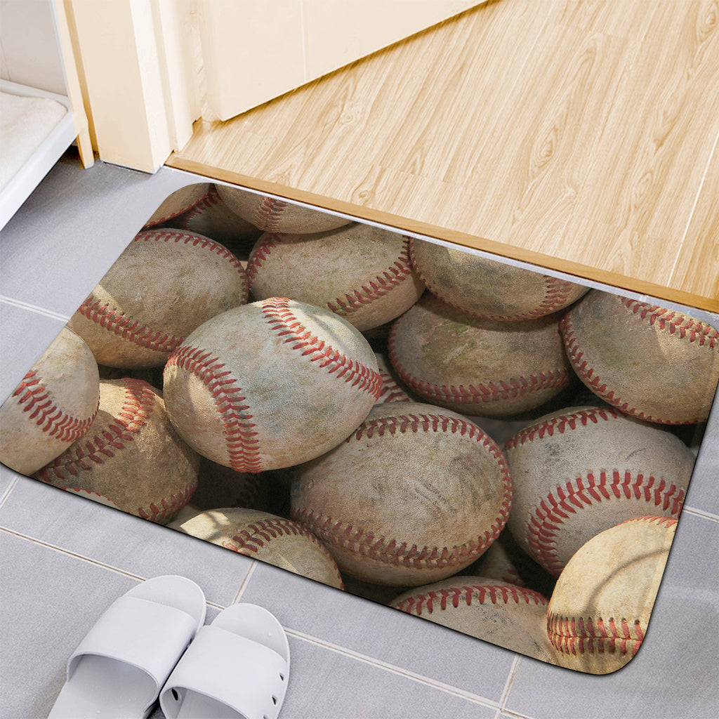 Grunge Baseballs Print Indoor Door Mat