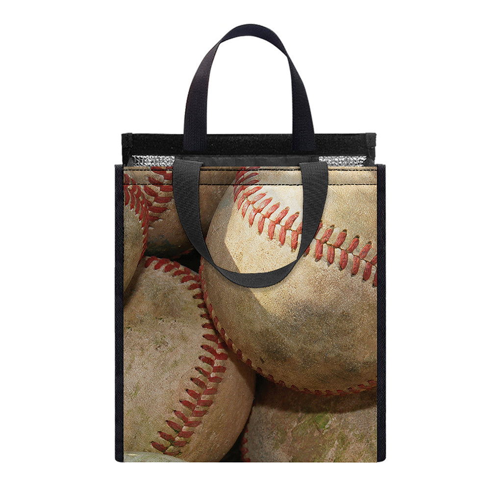 Grunge Baseballs Print Insulated Lunch Tote