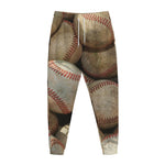Grunge Baseballs Print Jogger Pants