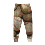 Grunge Baseballs Print Jogger Pants