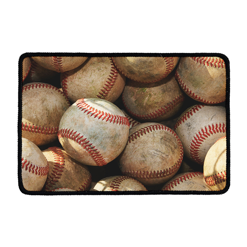 Grunge Baseballs Print Kitchen Mat