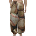 Grunge Baseballs Print Lantern Pants