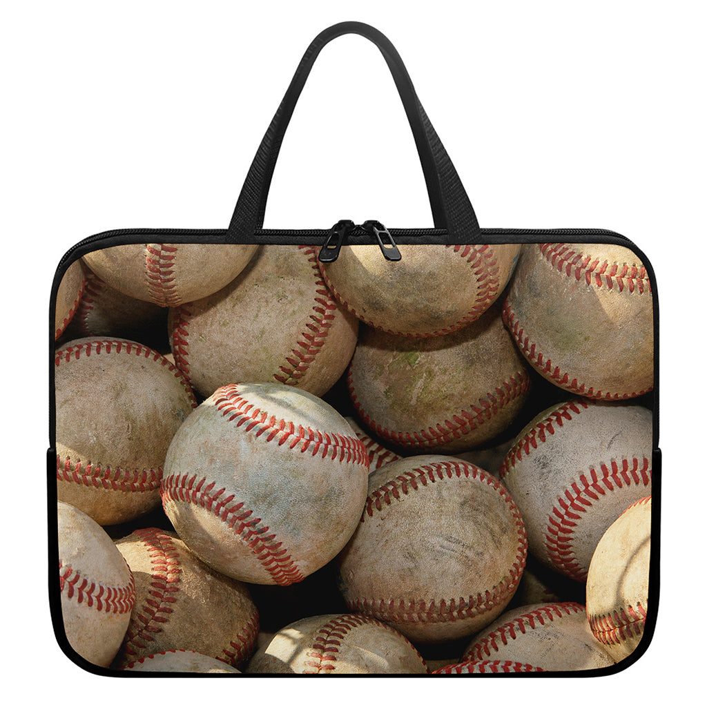 Grunge Baseballs Print Laptop Sleeve With Handle