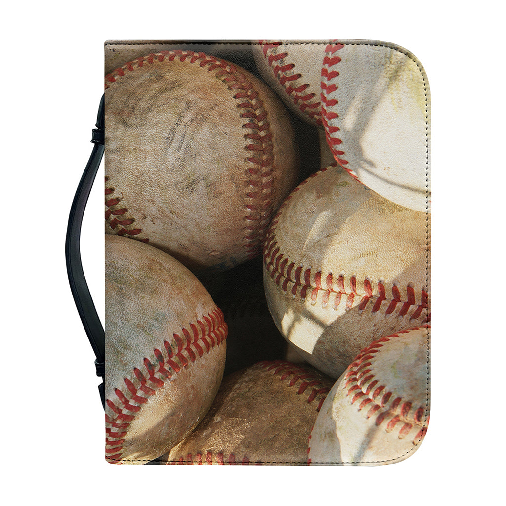 Grunge Baseballs Print Leather Bible Cover