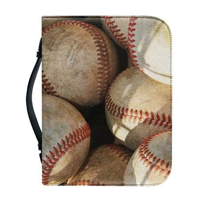Grunge Baseballs Print Leather Bible Cover