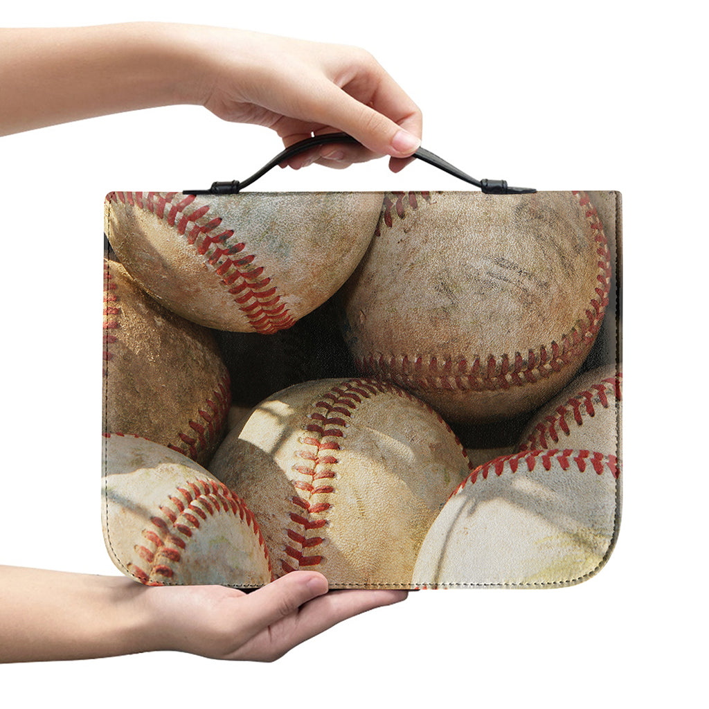 Grunge Baseballs Print Leather Bible Cover