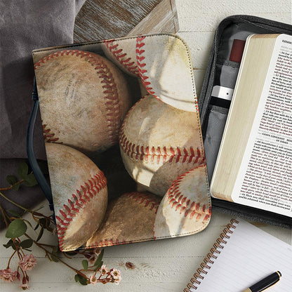 Grunge Baseballs Print Leather Bible Cover