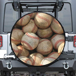 Grunge Baseballs Print Leather Spare Tire Cover