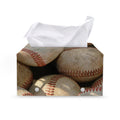 Grunge Baseballs Print Leather Tissue Box Cover