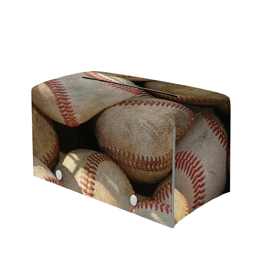 Grunge Baseballs Print Leather Tissue Box Cover