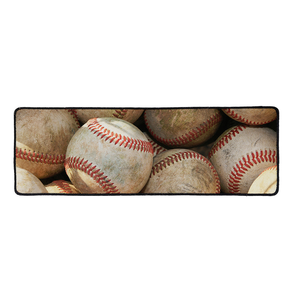 Grunge Baseballs Print Long Kitchen Mat