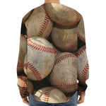 Grunge Baseballs Print Long Sleeve Baseball Jersey
