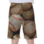 Grunge Baseballs Print Men's Beach Shorts