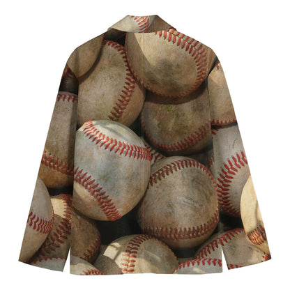 Grunge Baseballs Print Men's Blazer