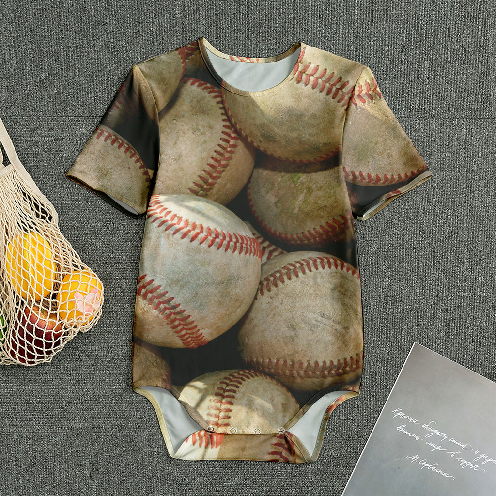 Grunge Baseballs Print Men's Bodysuit
