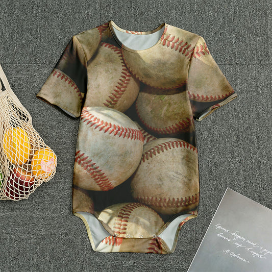 Grunge Baseballs Print Men's Bodysuit
