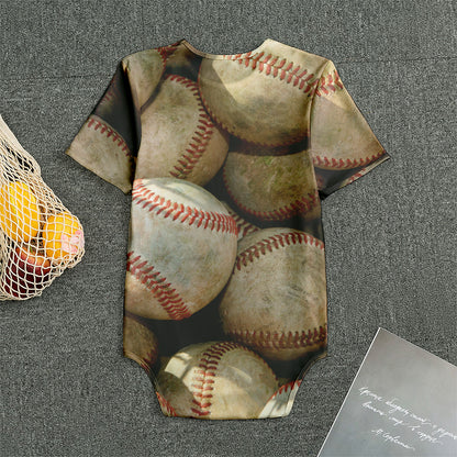 Grunge Baseballs Print Men's Bodysuit
