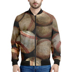 Grunge Baseballs Print Men's Bomber Jacket