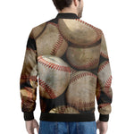 Grunge Baseballs Print Men's Bomber Jacket