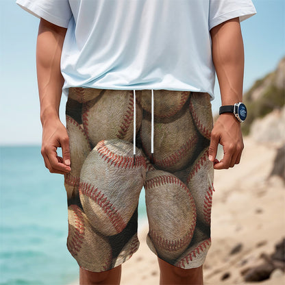Grunge Baseballs Print Men's Cargo Shorts