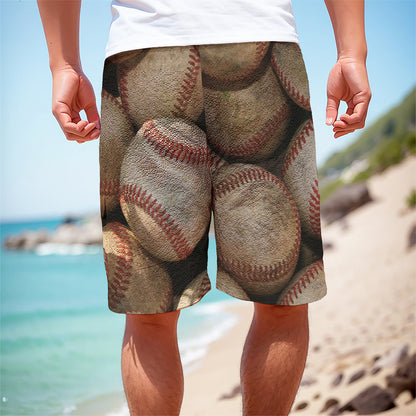 Grunge Baseballs Print Men's Cargo Shorts