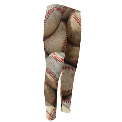 Grunge Baseballs Print Men's Compression Pants