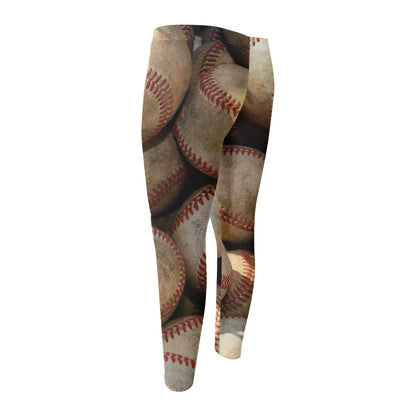 Grunge Baseballs Print Men's Compression Pants