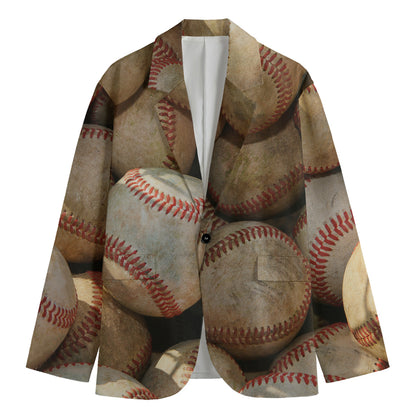 Grunge Baseballs Print Men's Cotton Blazer