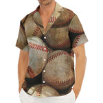 Grunge Baseballs Print Men's Deep V-Neck Shirt