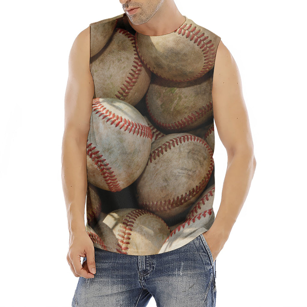 Grunge Baseballs Print Men's Fitness Tank Top