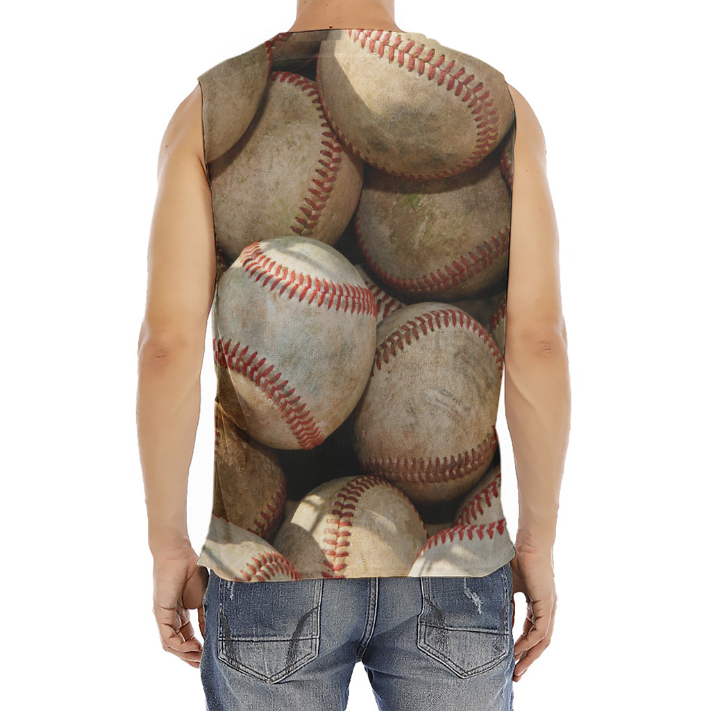 Grunge Baseballs Print Men's Fitness Tank Top
