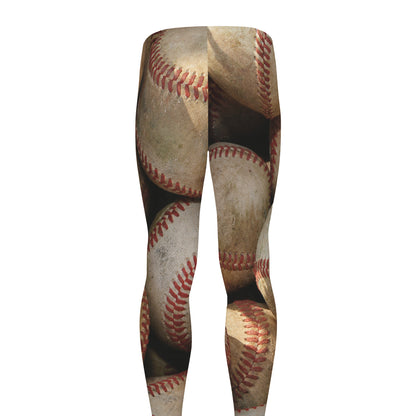 Grunge Baseballs Print Men's leggings