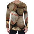 Grunge Baseballs Print Men's Long Sleeve T-Shirt