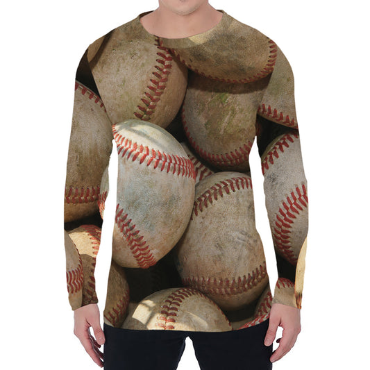 Grunge Baseballs Print Men's Long Sleeve T-Shirt