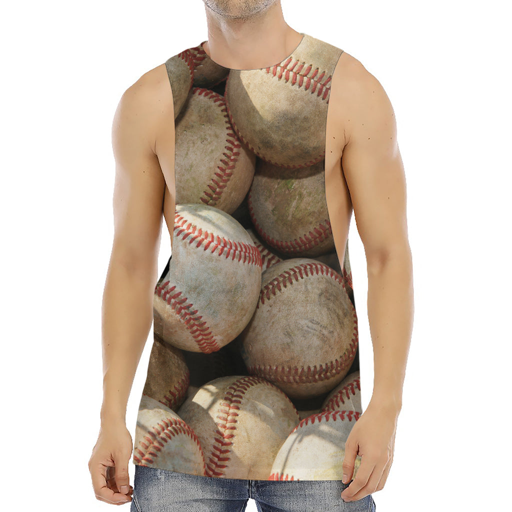 Grunge Baseballs Print Men's Muscle Tank Top