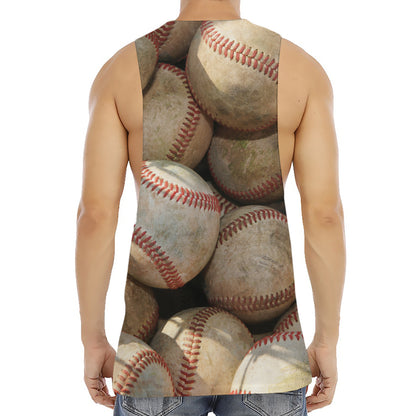 Grunge Baseballs Print Men's Muscle Tank Top