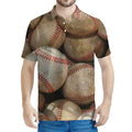 Grunge Baseballs Print Men's Polo Shirt