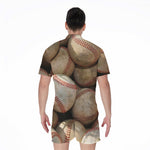 Grunge Baseballs Print Men's Rompers