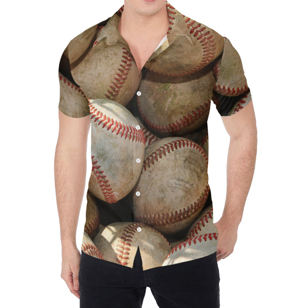 Grunge Baseballs Print Men's Shirt