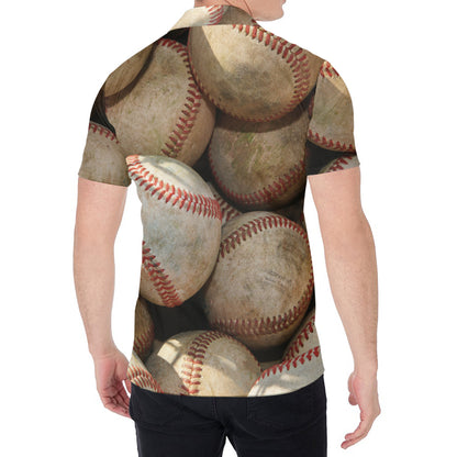 Grunge Baseballs Print Men's Shirt