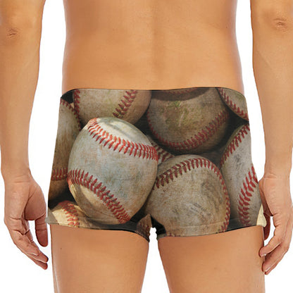 Grunge Baseballs Print Men's Short Boxer Briefs