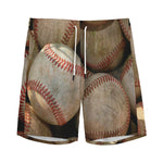 Grunge Baseballs Print Men's Sports Shorts